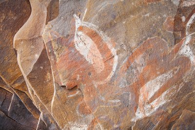 Gemälde von Meeresvögeln in der Höhle von Ana Kai Tangata, Rapa Nui (Osterinsel), Chile von Unknown